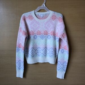 NWT Girls Cozy Pastel Knit Sweater Fair Isle Winter Size 14